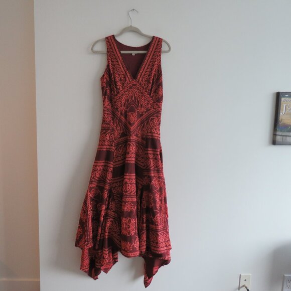 ANTHROPOLOGIE PILCRO Crimson Cotton Pilcro Burnout V-Neck Velvety Dress - Size 4 - Picture 3 of 16